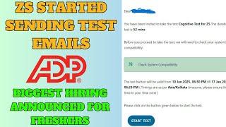 ZS STARTED SENDING TEST EMAILS | ADP, ZEOTAP Hiring Started For Freshers Apply Now