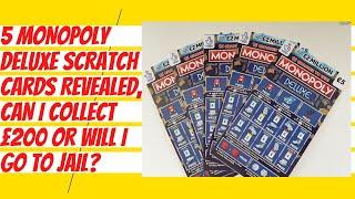 Lottery scratch cards. 5 Monopoly Deluxe scratch tickets revealed. Looking for a winner