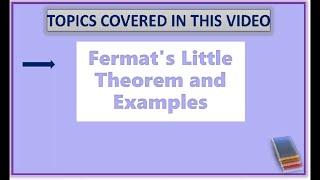 Cryptography and Network Security: #12 Fermat's Little Theorem