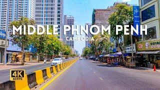 Driving Center of Phnom Penh City 2024 Cambodia | 4K HDR Scenic Drive