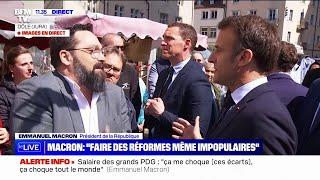 "Vous dites beaucoup de bêtises": Emmanuel Macron interpellé sur le marché de Dôle dans le Jura