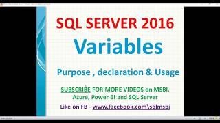 Variables in Sql Server | sql variables declaration