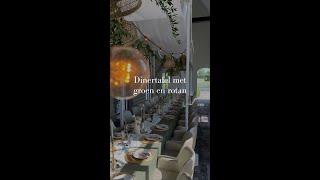 Dinertafel inspiratie met groen en rotan