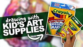 Making ART with CHEAP SUPPLIES?! | Crayola Art Challenge | Can an Adult Make Art With Crayola?