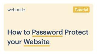 Webnode | How to Password Protect your Website