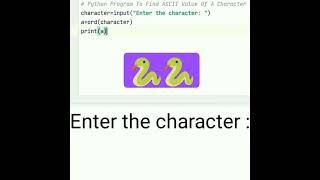 Python, find ASCII Value of a Character - Python Tutorial #Shorts #EICS