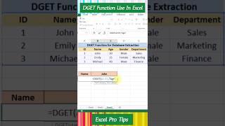 How To Use DGET Function In Excel | Excel Hacks Excel Pro Tips | Excel In Interview Question