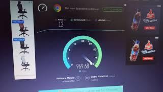 JIO Fiber 1Gbps Highest Speed Test