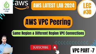 Lec#30 AWS VPC Peering- how to Set Up VPC peering connection. VPC Part -7 AWS Latest Lab 2024 Hindi