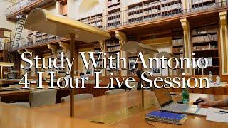 Study With Me: 4-Hour Library Session [Background Noise] - Study With Antonio, 15-Minute Breaks