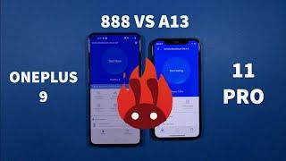 OnePlus 9 vs Iphone 11 Pro Snapdragon 888 vs A13 Bionic Antutu Benchmark Test