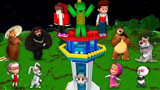 All MASHA and The BEAR Monsters vs Paw Patrol House jj and mikey challenge in Minecraft - Maizen