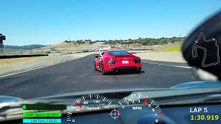 986 Porsche Boxster S chasing Audi R8 and McLaren at Laguna Seca track day