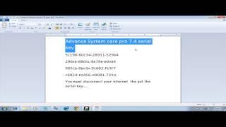 Advance System care pro 7 4 serial key 2014 sep