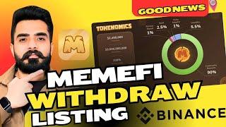 GOOD NEWS I MemeFi withdraw update I MemeFi listing I Memefi coin withdrawal latest update I#memefi