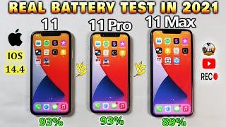 iPhone 11 vs iPhone 11 Pro vs iPhone 11 Pro Max Battery Drain Test in 2021 | IOS 14.4 Battery Test