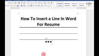 How To Insert a Line In Word For Resume