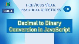 Decimal to Binary Conversion in JavaScript | ITI COPA | Malayalam | Previous Question Papers