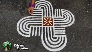 Maasi madham simple lotus rangoli | 4x4 dot easy padi kolam | pandaga muggulu | Beautiful rangoli