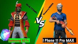 ..Samsung a21s   VS   I phone 11 pro max .....  ..india/mena .. #Hirak ff #mena