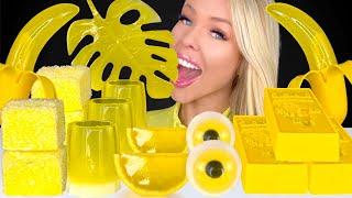 ASMR YELLOW DESSERT, LEMON JELLO SLICE, BANANA POPSICLE, GOLD BAR, LEMON CANDY, JELLY MUKBANG 먹방