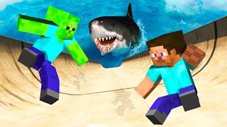 GTA 5 Minecraft STEVE vs ZOMBIE Jumping Ragdolls into Water (Funny)