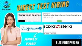 Direct Test | OFF Campus Drive | Cognizant, Capgemini, Accenture, | 2025, 2024, 2023 Batch | Jobs