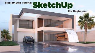 SketchUp Tutorial | Step by Step For Beginner | Modern Villa