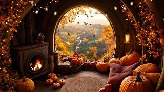 Cozy Hobbit Hole | Fantasy Music w/ Soft Fireplace| Whimsical Autumn Ambience for Relax & Deep Focus