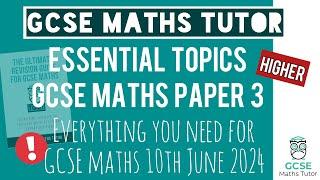 Predicted Topics You NEED for The GCSE Maths Exam Paper 3 Monday 10th June 2024 | Higher | TGMT