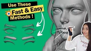 3 SIMPLE Ways To Create Stylized Eyebrows And Eyelashes In Blender !