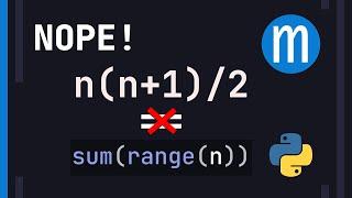 sum(range(n)) != n(n+1)/2