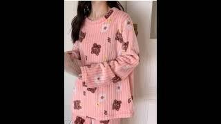 Warm Winter Night Suits For Women | Cute Nightdress with fleece for girls | Ladies Fur Night Wear |