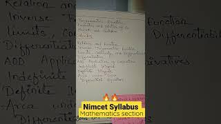 Nimcet Mathematics Syllabus #nimcet #ytshorts #shorts #syllabus #maths