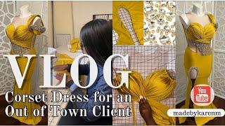 VLOG! CUSTOM DRESS FOR OUT OF TOWN CLIENT + RELAXING MY HAIR