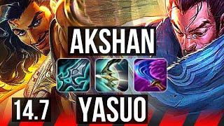 AKSHAN vs YASUO (TOP) | Quadra, Legendary, 300+ games, 14/4/6 | EUW Master | 14.7