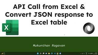 API Call from Excel & Convert JSON response to Excel table