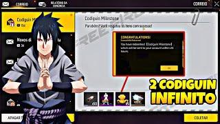 SAIU AGORA!! 2 CODIGUIN INFINITO DO NARUTO x FF PARA TODOS RESGATAR NO FREE FIRE - NOVIDADES FF