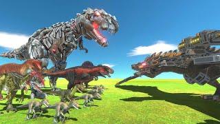 Tek Rex War -  Cyborg Dragon VS Tek Rex + Dinosaurs - Animal Revolt Battle Simulator