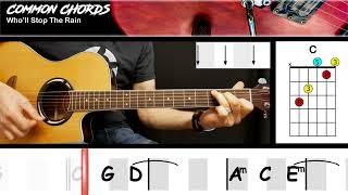 Who'll Stop The Rain - CCR | EASY GUITAR | Common Chords