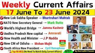 June 2024 Weekly Current Affairs | 17 June To 23 June | Most Important Current Affairs June 2024