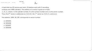 GATE-2009 || (c,h,s) 1039th sector Address. || Secondary Memory