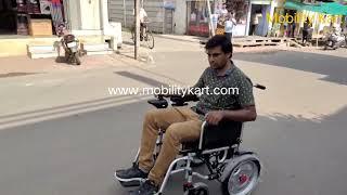 Mobility Kart Foldable Power Wheelchair with Electromagnetic Break For Seniors Indoor & Outdoor