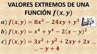 Valores extremos en f(x,y) | Puntos sillas | Puntos máximos y mínimos | La Prof Lina M3