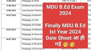 Mdu B.Ed Date Sheet 2024| MDU B.Ed Ist Year Date Sheet 2024| MDU B.Ed Exam 2024| MDU|@DoPractice