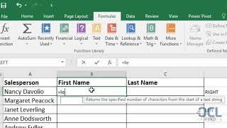 How to Split First Name and Last Name using LEFT and RIGHT Functions