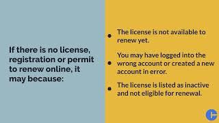 Renewal of License, Permit or Registration