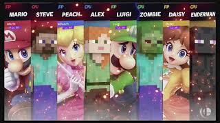 Super Smash Bros Ultimate Amiibo Fights – Steve & Co #35 Mario & Minecraft team ups