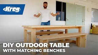 Outdoor Dining Table With Matching Benches | Free Woodworking Project Plan