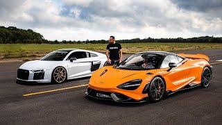 DRAG RACE!! 1100BHP AUDI R8 vs MCLAREN 765LT